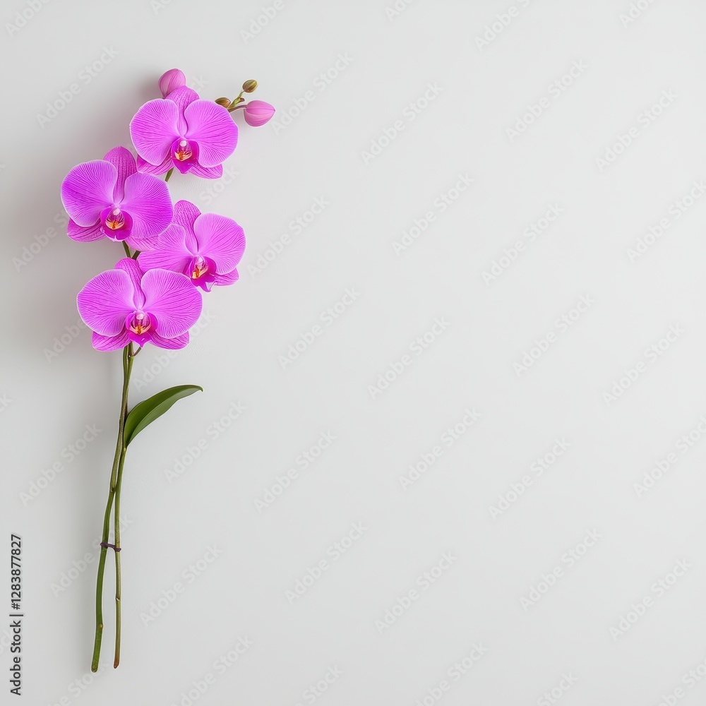 Vibrant Minimalist Composition of Single Orchid on Subtle Background Vibrant Minimalist Composition of Single Orchid on Subtle Background