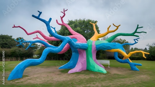 Multicolored Artistic Tree in Nature