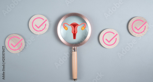Obraz na plátne Checkup uterus reproductive system , women's health, PCOS, ovary cancer treatment and examine, Healthy feminine concept