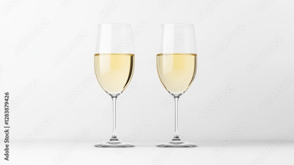 Elegant White Wine Glasses on a Minimalist Background Elegant White Wine Glasses on a Minimalist Background