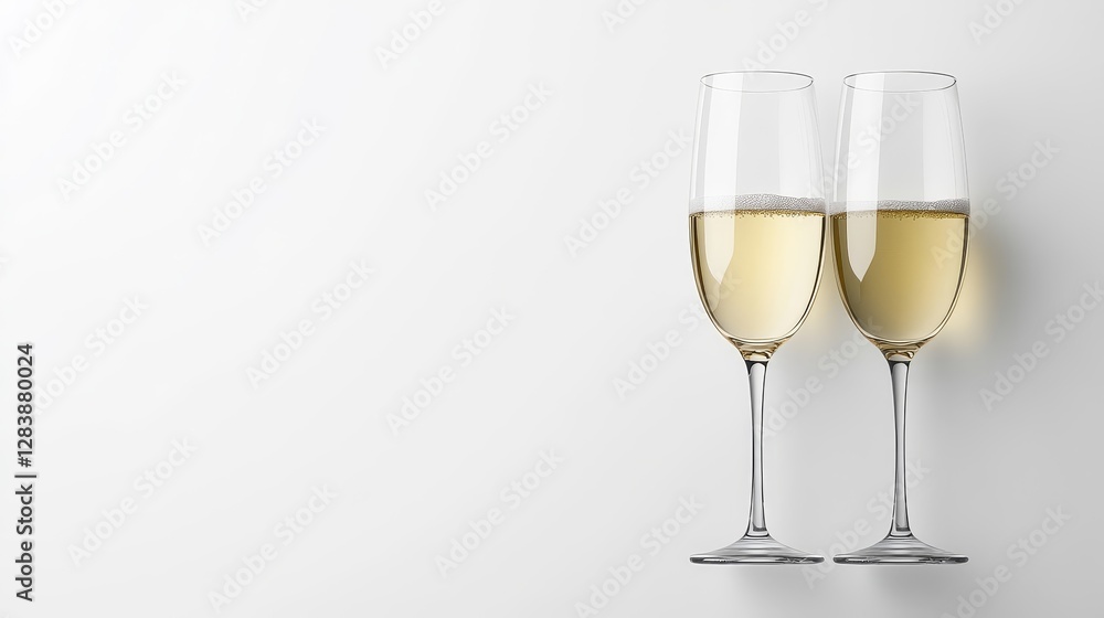 Elegant Glasses of Champagne on a Minimalist Background Elegant Glasses of Champagne on a Minimalist Background