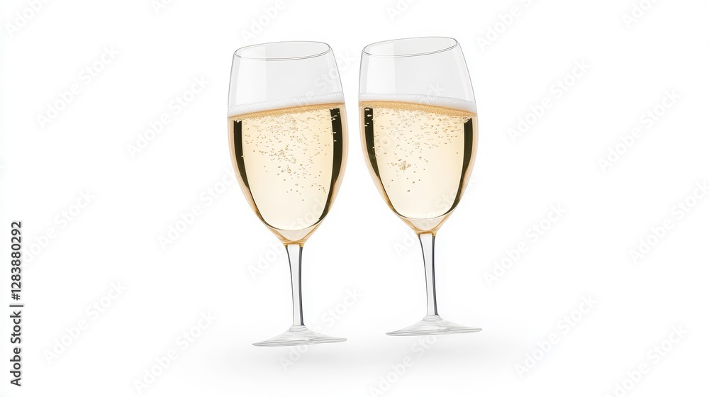Elegant champagne glasses with bubbles against a light background Elegant champagne glasses with bubbles against a light background