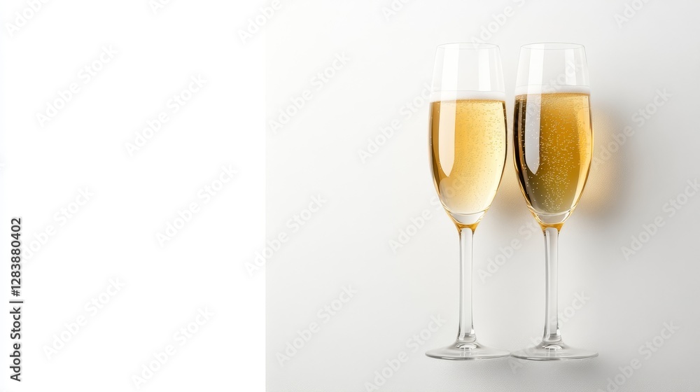 Elegant Sparkling Champagne Glasses on White Background for Celebration Elegant Sparkling Champagne Glasses on White Background for Celebration