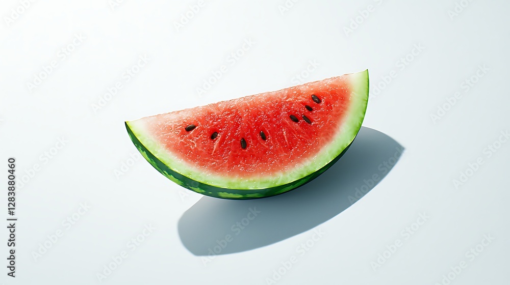 Fresh and Juicy Watermelon Slice with Bright Red Flesh and Dark Seeds Against Simple Background Fresh and Juicy Watermelon Slice with Bright Red Flesh and Dark Seeds Against Simple Background