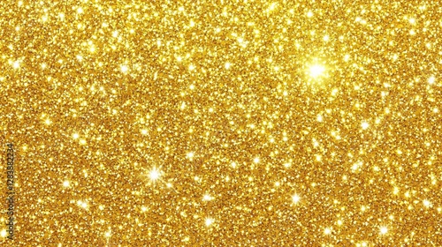 A sparkling yellow glitter background with shimmering particles for a festive feel