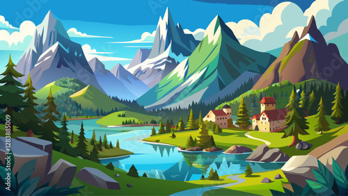 Impressively beautiful Fairy-tale mountain lake in Austrian Alps.