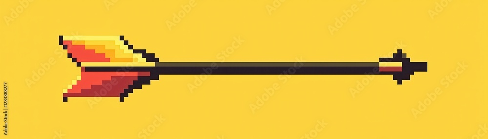 Fototapeta premium Pixel Art Arrow Red and Gold Game Asset 8 bit Style Retro Design Element
