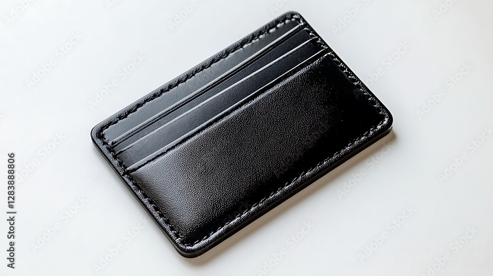 Sleek Black Leather Card Holder with Multiple Slots for Business and Credit Cards, Minimalist Design for Professionals Sleek Black Leather Card Holder with Multiple Slots for Business and Credit Cards, Minimalist Design for Professionals