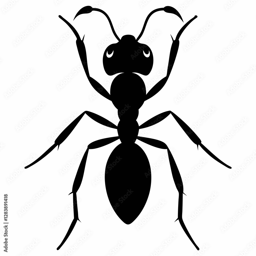 Bold Ant Vector Silhouette in Black, Perfect for Clean Design Bold Ant Vector Silhouette in Black, Perfect for Clean Design