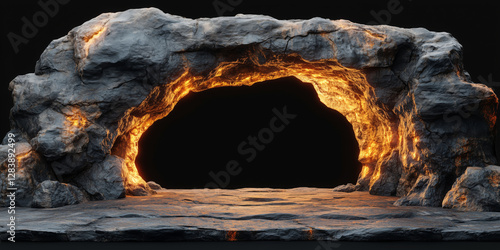 Wallpaper Mural Stone arch with warm light illuminating the edges, creating a mysterious atmosphere on a dark background Torontodigital.ca