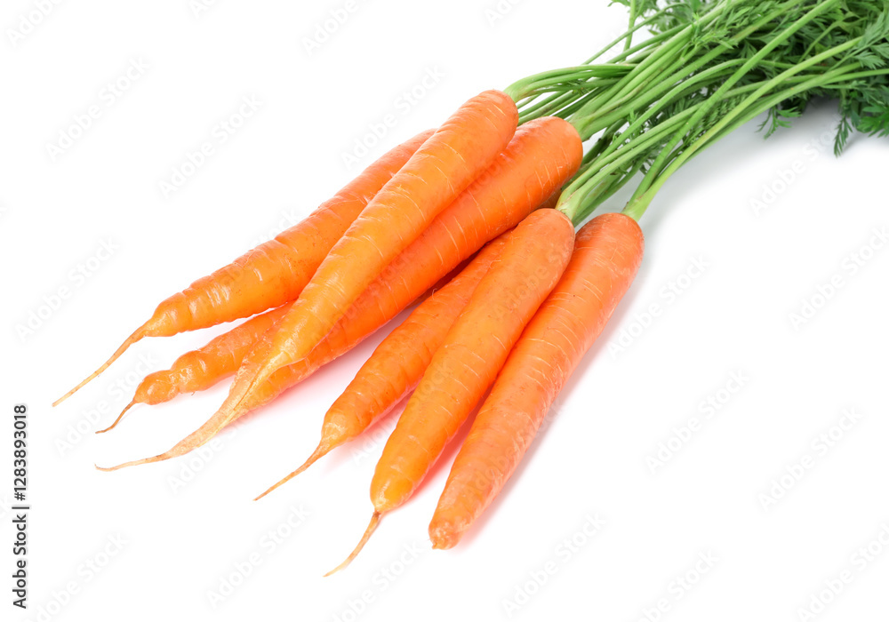 Fresh carrots isolated on white. Root vegetable Fresh carrots isolated on white. Root vegetable
