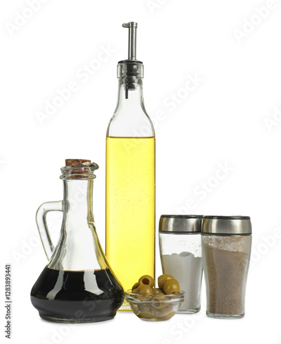 Wallpaper Mural Salad dressings, spices and olives isolated on white Torontodigital.ca