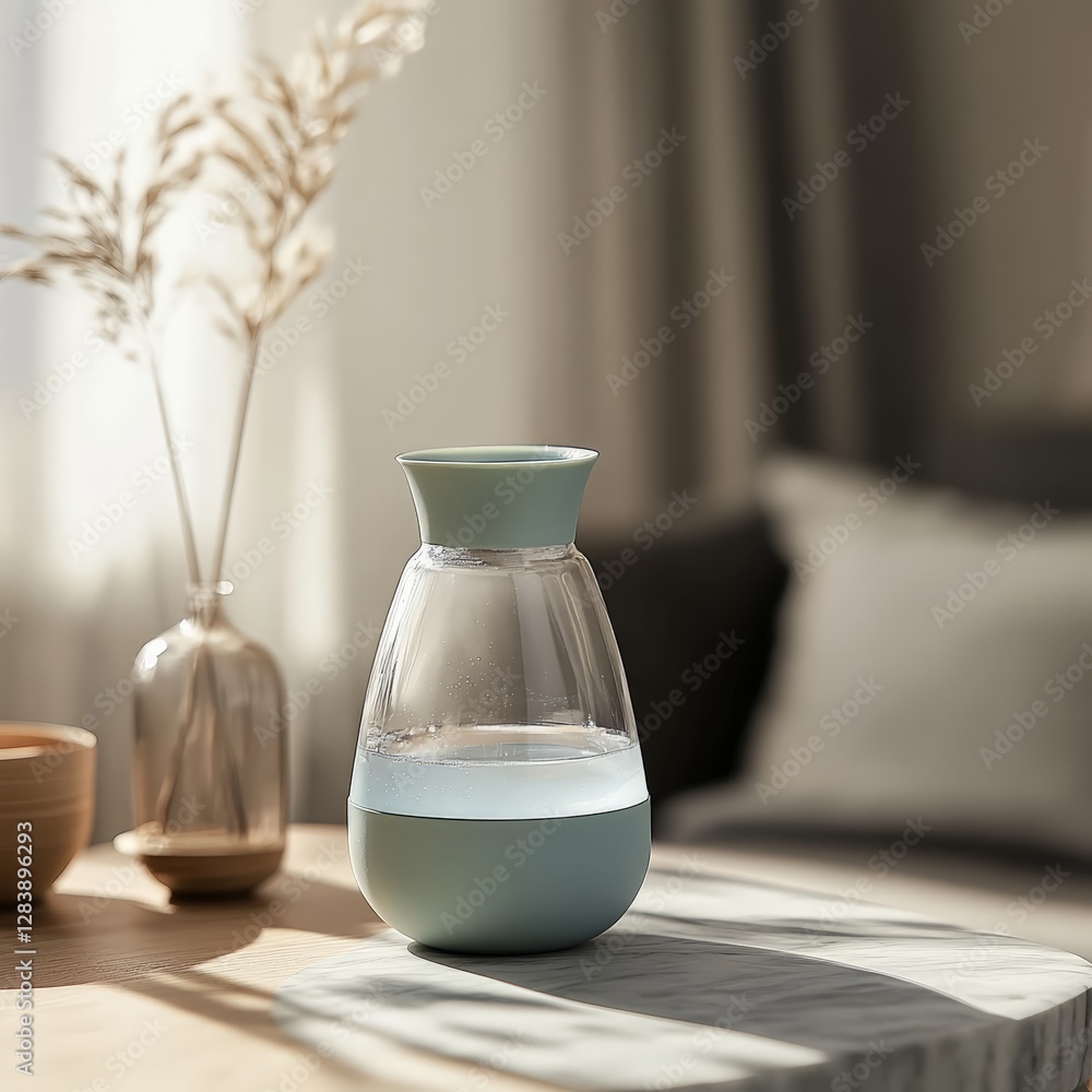 Refreshing beverage display modern home still life photography cozy environment natural light minimalist concept