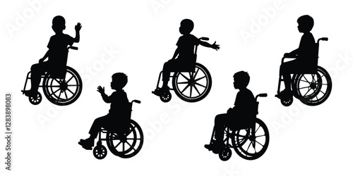 silhouette of a child in a wheelchair.
