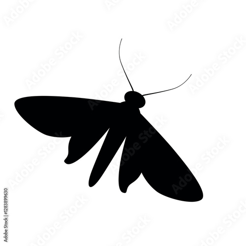 Silhouette of a Moth in Black and White for Pest Awareness  Moth Stylized Black and White or Pest Control Concepts  icon