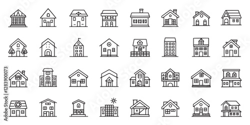 Icons set. Set of Real estate editable stroke outline icons