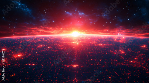 Wallpaper Mural Satellite Orbiting Earth Stunning Space Exploration Modern Technology Digital Artwork High Definition Image Blue Planet Cosmic Background Detailed Torontodigital.ca