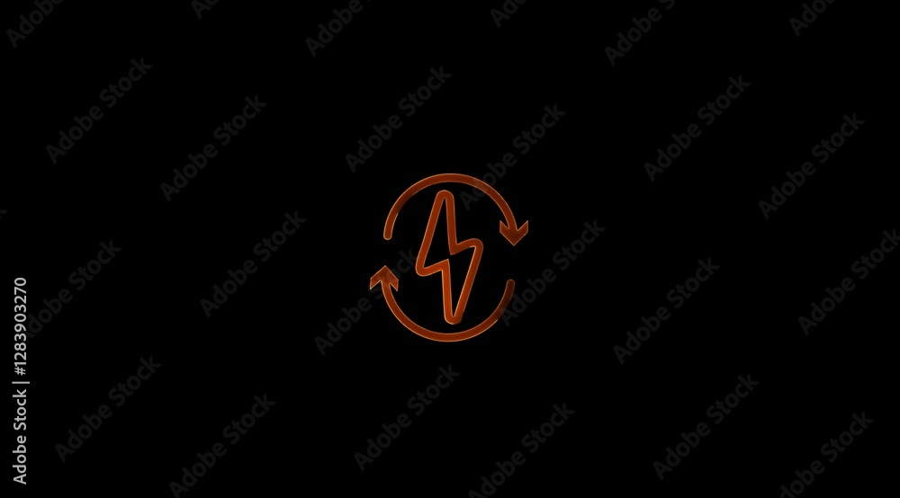 Neon glowing Renewable Energy icon animation on black color background. Neon glowing Renewable Energy icon animation on black color background.