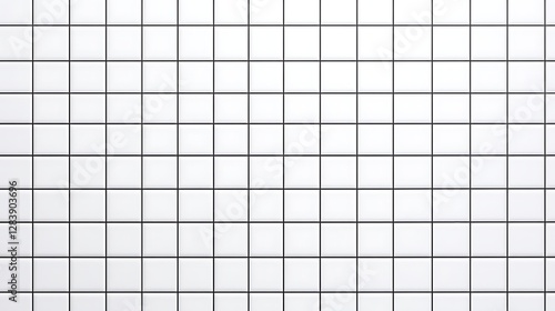White Ceramic Tile Wall with Thin Black Grout Lines in a Uniform Square Pattern for Modern Interiors