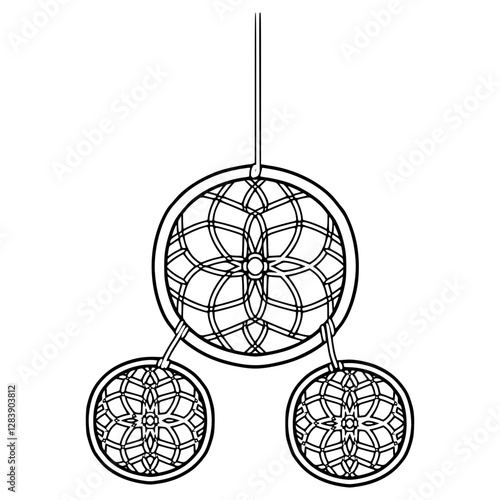 dream catcher illustration hand drawn outline vector