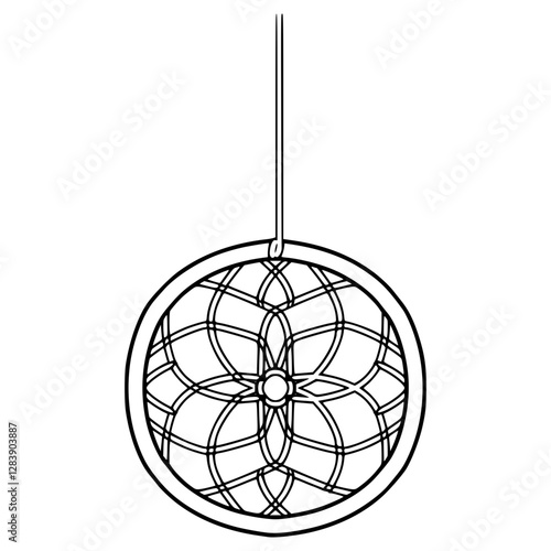 dream catcher illustration hand drawn outline vector