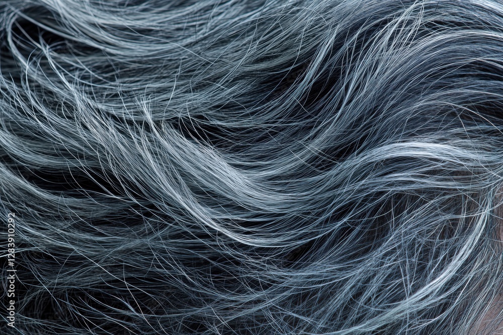 Obraz premium Close-up of soft, wavy gray hair with a natural sheen.