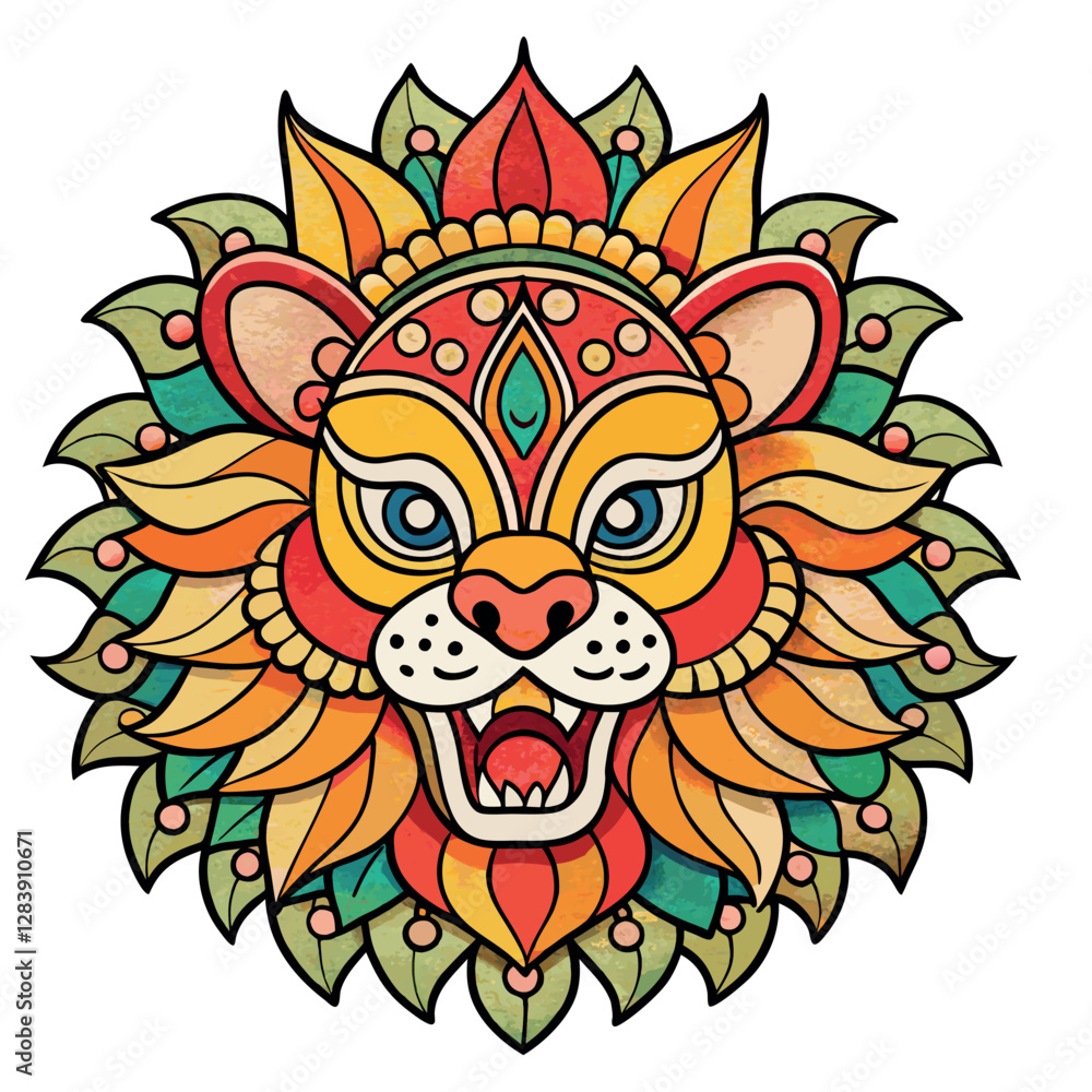 Obraz premium Vibrant Decorative Lion mandala Design for Decorative Use