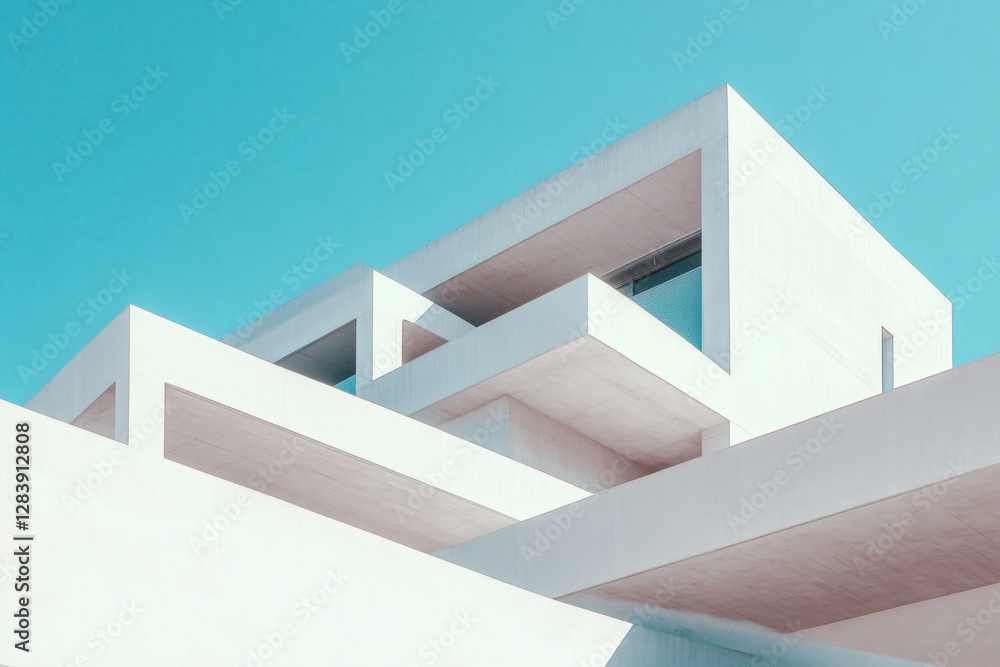 Obraz premium Minimalist White Architecture Against Blue Sky