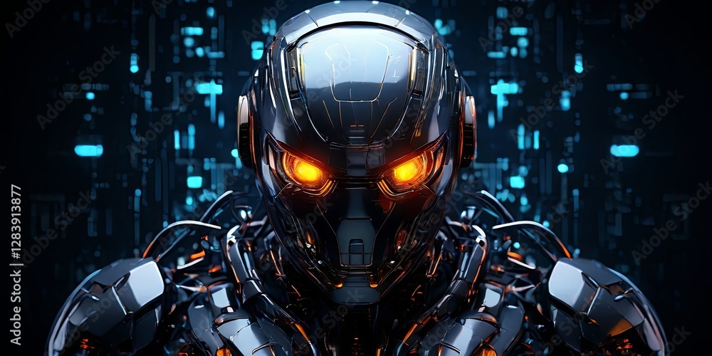 Fototapeta premium A robot with a face and a helmet