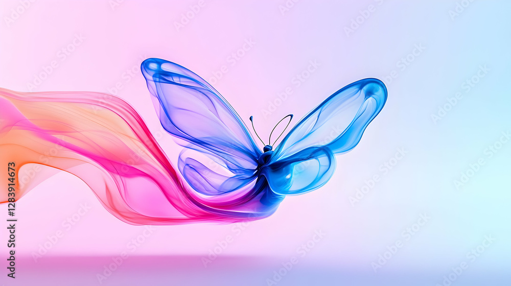 Abstract Colorful Butterfly Silhouette with Flowing Smoke Wings Abstract Colorful Butterfly Silhouette with Flowing Smoke Wings