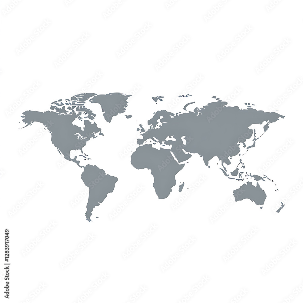 Fototapeta premium Flat map of world on white background.