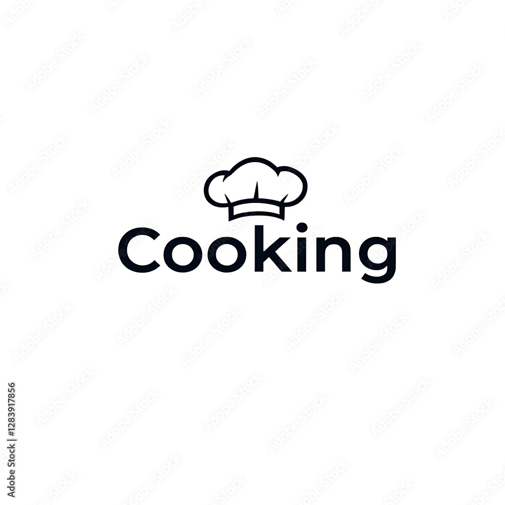 Cooking Logo Icon Chef Hat and Text Design Kitchen Culinary Skill Illustration Minimalist Concept Cooking Logo Icon Chef Hat and Text Design Kitchen Culinary Skill Illustration Minimalist Concept