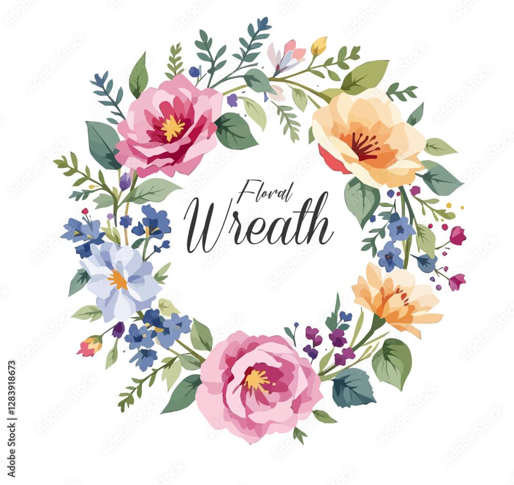 Midsummer Wild field Wreath Watercolor Wildflower clipart, Delicate flower frame Midsummer Wild field Wreath Watercolor Wildflower clipart, Delicate flower frame