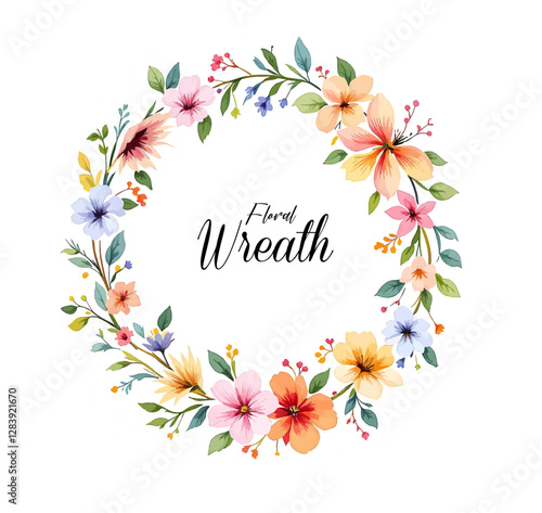 Floral Wreath, Wreath Clipart Watercolor, Pastel Pink Flowers Wedding Clipart Wild Floral Clipart	