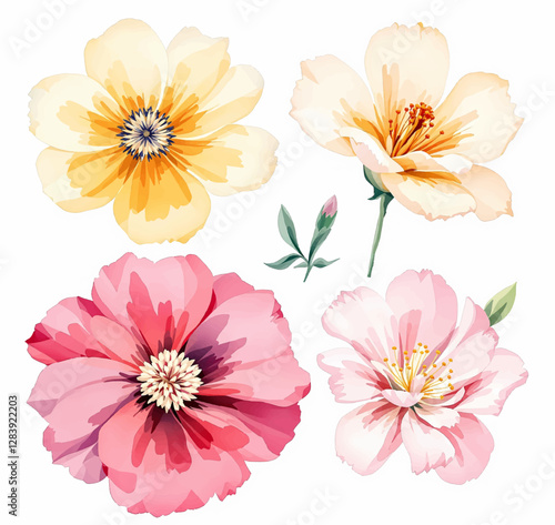 Abstract Flowers Clipart, Dried Flowers, Printable Watercolor clipart	