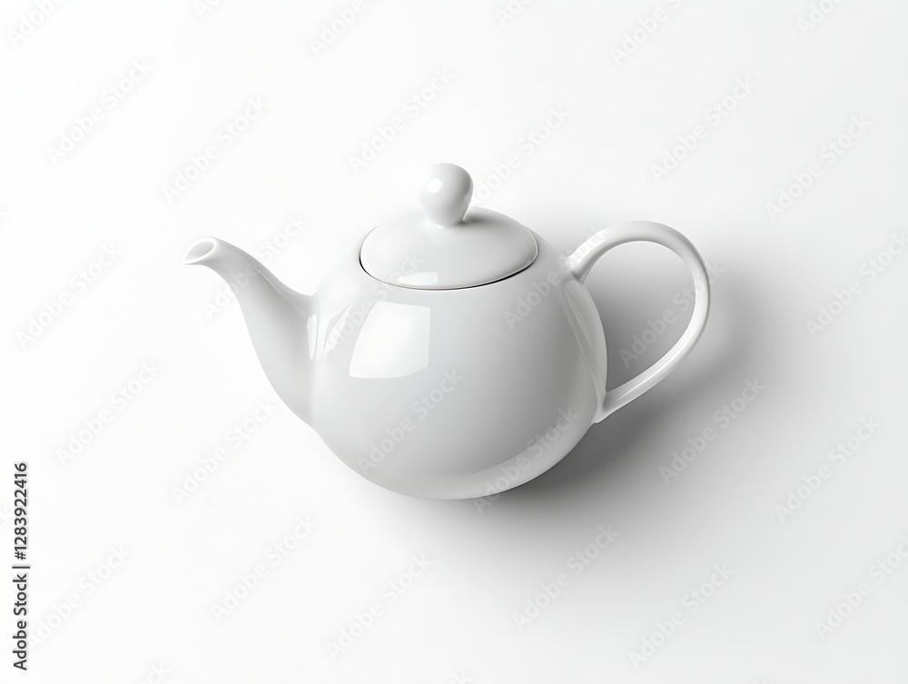 Elegant White Teapot with Smooth Surface and Minimalist Design on Clean White Background Elegant White Teapot with Smooth Surface and Minimalist Design on Clean White Background