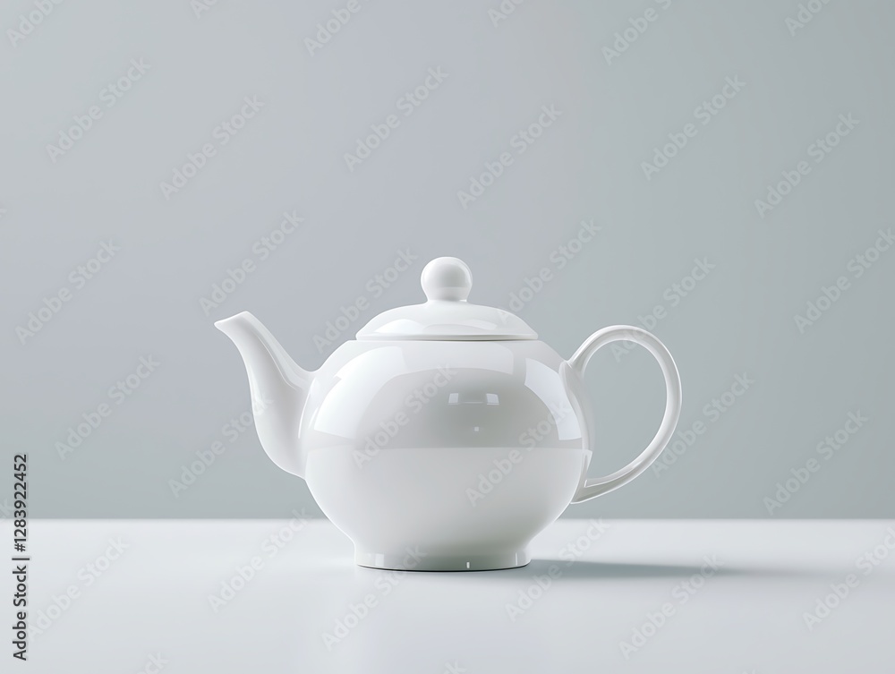 Elegant White Teapot on Minimalist Background with Soft Lighting Perfect for Contemporary Kitchen Decor Elegant White Teapot on Minimalist Background with Soft Lighting Perfect for Contemporary Kitchen Decor