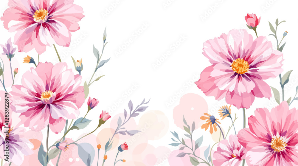 Pink watercolor flowers seamless pattern transparent background Pink watercolor flowers seamless pattern transparent background