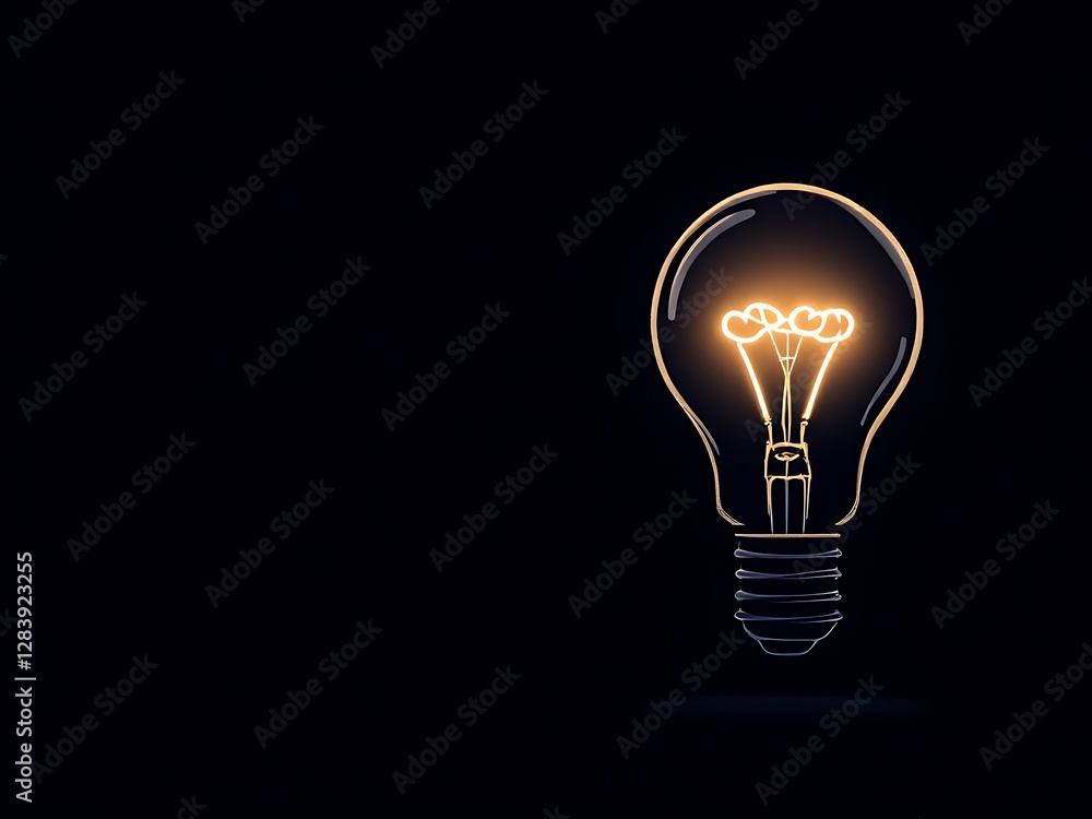 Idea Illustration with Light Bulb Symbolizing Innovation and Creativity on a Black Background Idea Illustration with Light Bulb Symbolizing Innovation and Creativity on a Black Background