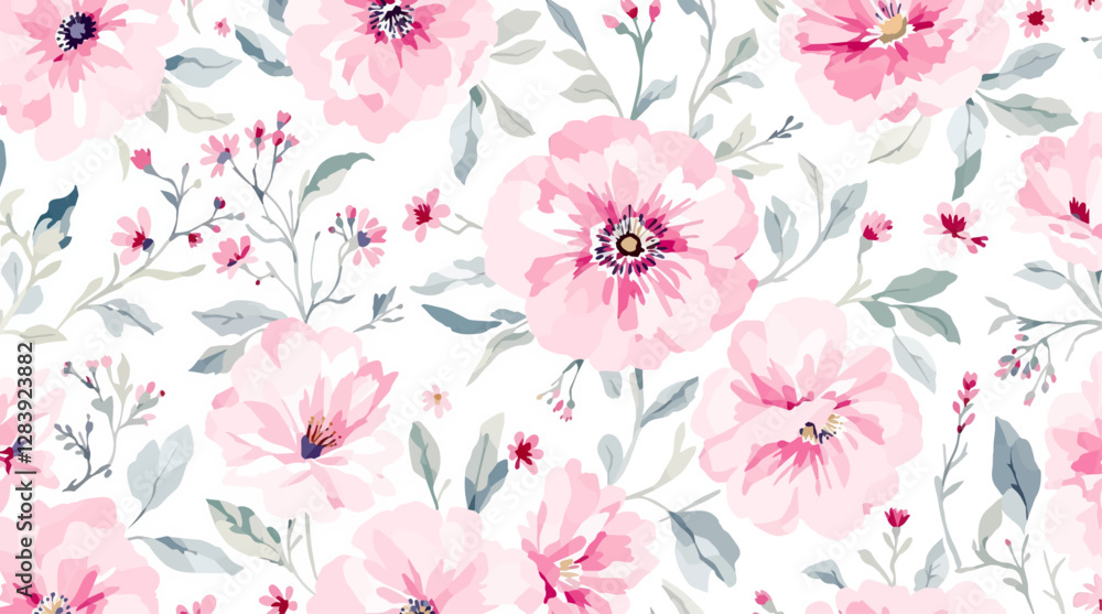 Abstract watercolor art background with pink flowers. Botanical banner with watercolor paints with transparency effect for design, Abstract watercolor art background with pink flowers. Botanical banner with watercolor paints with transparency effect for design,