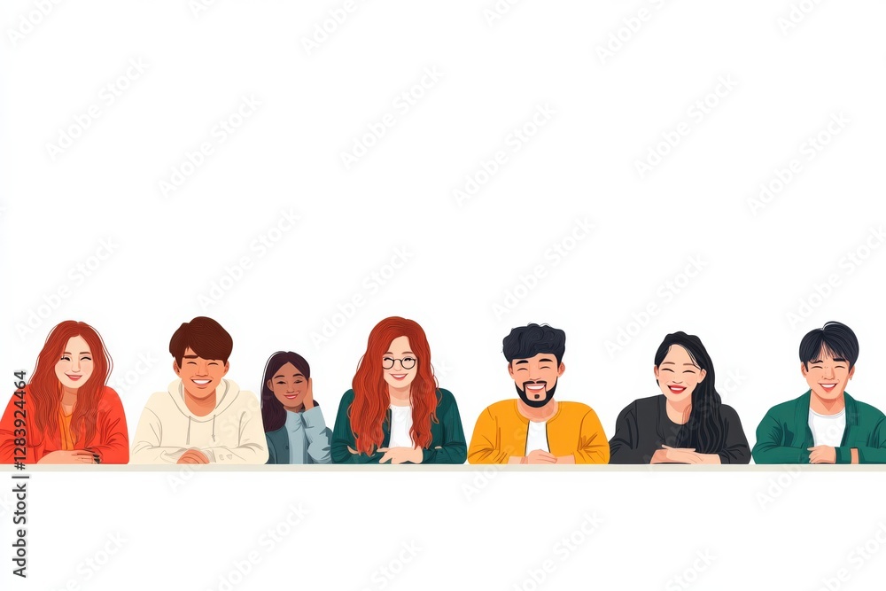 Diverse Team Collaboration Over Ideas in a Contemporary Digital Style Illustration Diverse Team Collaboration Over Ideas in a Contemporary Digital Style Illustration