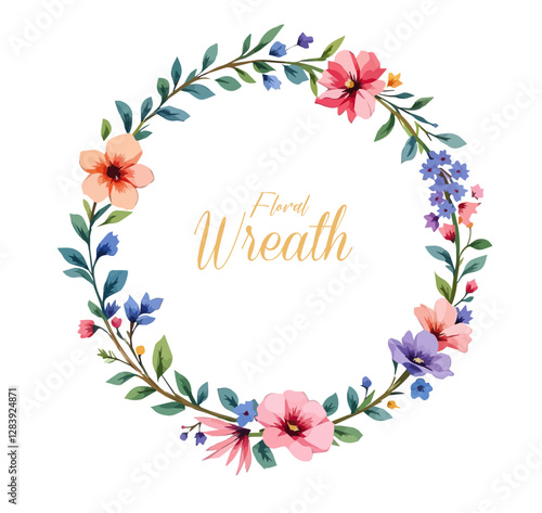Watercolor Floral Wreath, Wreath Clipart Watercolor, Pastel Pink Flowers Wedding Clipart Wild Floral Clipart	