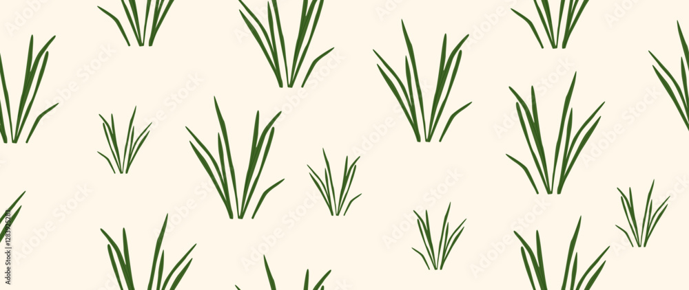 Vector illustration. Seamless pattern of green grass on a light background. Spring concept. Perfect for your design, gift wrap or home wallpaper. Vector illustration. Seamless pattern of green grass on a light background. Spring concept. Perfect for your design, gift wrap or home wallpaper.