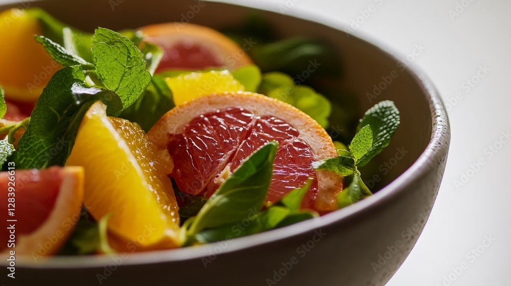 A Colorful Citrus Salad Bowl with Fresh Herbs A Colorful Citrus Salad Bowl with Fresh Herbs