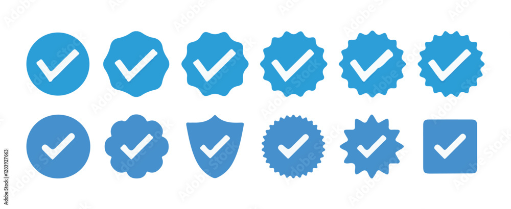 Checkmark icon. Verified checkmark icon set. Approval check medal icon set. Vector illustration eps 10 Checkmark icon. Verified checkmark icon set. Approval check medal icon set. Vector illustration eps 10