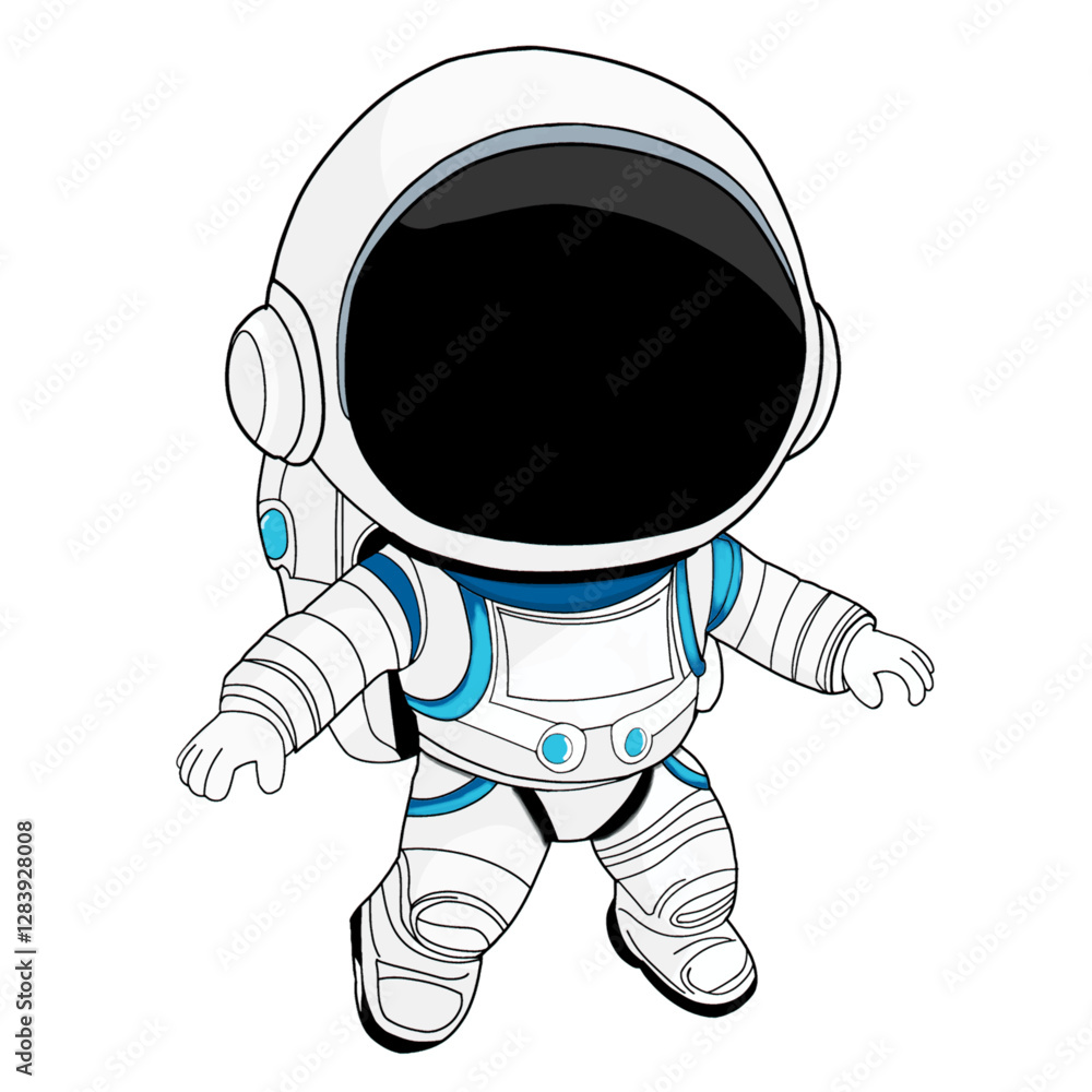Obraz premium Cartoon Character of an Astronaut in a Space Suit