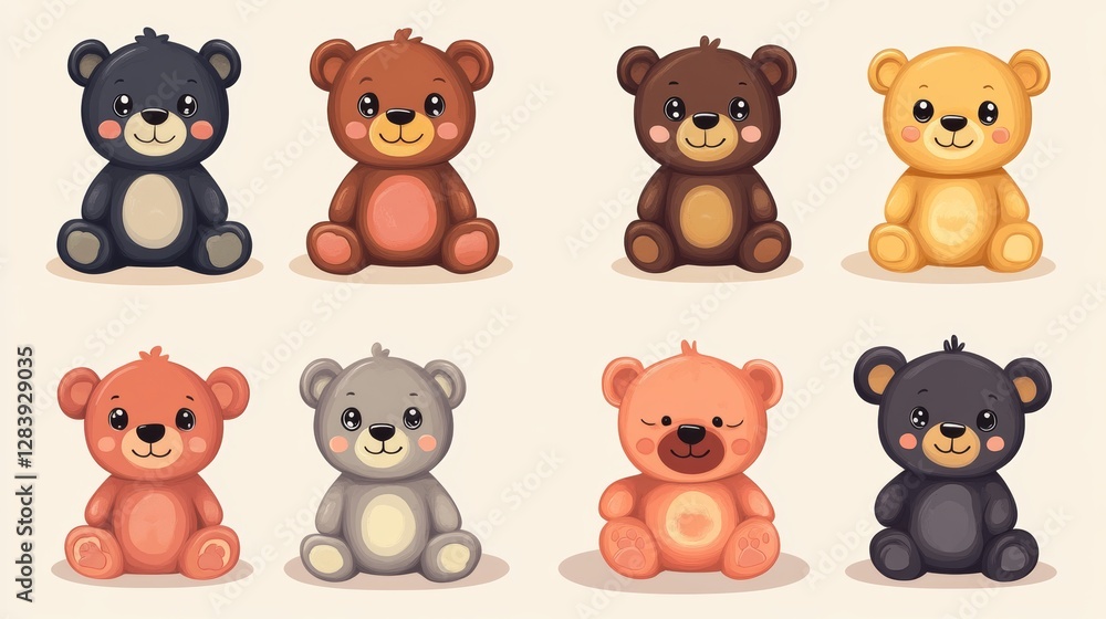 Fototapeta premium Cute cartoon teddy bear collection 