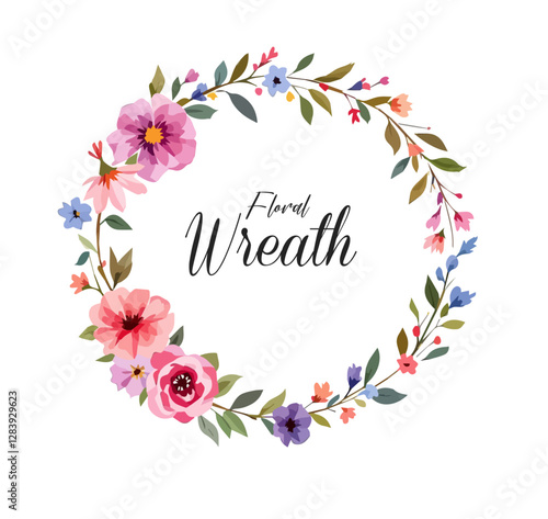 Watercolor Floral Wreath, Wreath Clipart Watercolor, Pastel Pink Flowers Wedding Clipart Wild Floral Clipart