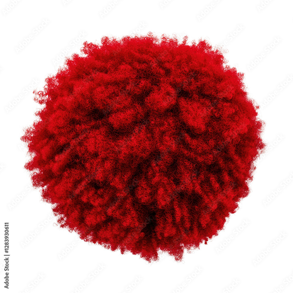 Vibrant Red Pom Pom with Fluffy Texture on White Background for Crafting and Decoration Purposes Vibrant Red Pom Pom with Fluffy Texture on White Background for Crafting and Decoration Purposes