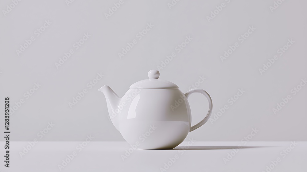 Elegant White Teapot on a Minimalist Background for Culinary and Lifestyle Concepts Elegant White Teapot on a Minimalist Background for Culinary and Lifestyle Concepts